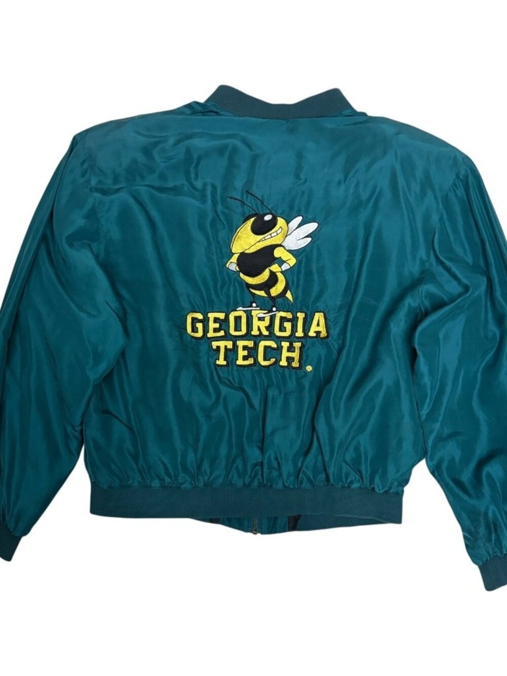 RARE 80s SILK GEORGIA TECH Jacket NCAA College Sukajan Bomber Mens Large